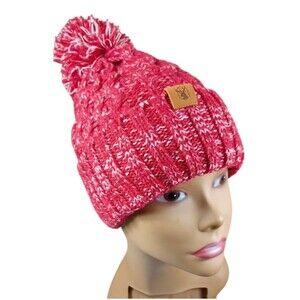 Honnesserry Nicely Lined Rib Knit Winter Beanie with Decorative Pompom